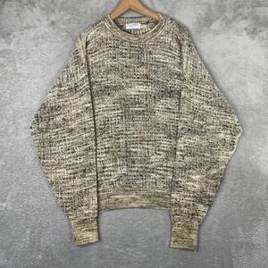 Tricots St Raphael Sweater Mens XL Brown Marled Knit Crewneck Cotton Blend USA